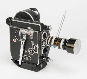 PAILLARD S.A. (Switzerland): Bolex H8 Reflex 8mm movie camera with Vario-Switar 8-36mm f1.9, and flat base adapter (later, matte black model).