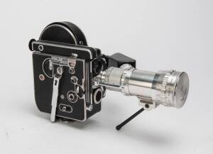 PAILLARD S.A. (Switzerland): Bolex H-16 Reflex 16mm movie camera SN 161993, with Som Berthiot 17.5-70mm f2.4 Pan Cinor zoom lens.