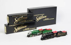 BACHMANN Spectrum Series: Baldwin 2-8-0 Consolidation & Tender Steam Locomotive (Southern Green) #11413; also #11414 (W.M.Fireball); H16-44 Baby Trainmaster Diesel (Southern) #81218 and EMC Gas Electric Doodlebug (Baltimore & Ohio) #81404. Mainly NIB. (4 
