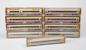 FLEISCHMANN: HO scale passenger coaches #4441K, 4442K, 4443K, 4444K, 4445K, 4446K, 4447K, 4448K & 4449K. All NIB. (9 items)