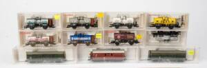 FLEISCHMANN: HO scale freight cars comprising #5390K, 5391K, 5295K, 5414K, 5421K, 5422K, 5424K, 5430K, 5431K, 5435K & 5436K. All NIB. (11 items).