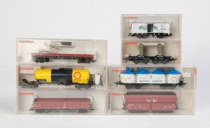 FLEISCHMANN: HO scale freight cars comprising #5281, 5282, 5365, 5471, 5480, 5520 & 5596. All in original boxes. (7 items).