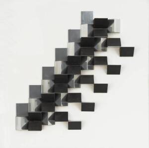 Isabella Davies plaque, label verso "Diagonal Addition 2" Edition of 5 (2/5) 1971.