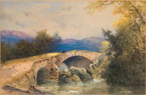 JOHN COLLOW (1822 - 1878) Scottish School landscape watercolour. 32 x 21cm. Label verso.