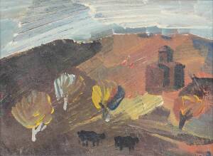 Three landscape oil paintings monogramed lower left DVT '80. Largest 40 x 31 cm.