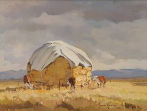 New Zealand School: Group of three oil on board landscapes. (I) Brian Halliday "Beside the Haystack Central Otago" 1976, 44cm x 23cm. (II) Wallace T. Keown "The Remarkables from Speargrass Flat", 39cm x 29cm. (III) M.F. Soper "Arrowtown", 44cm x 32cm. 3 i