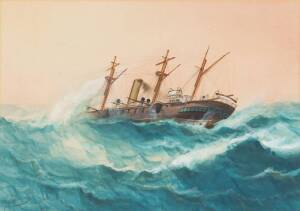 GEORGE FREDERICK GREGORY (1856 - 1916): Watercolour of a steam ship, 19th century. 47 x 34 cm.&nbsp;
