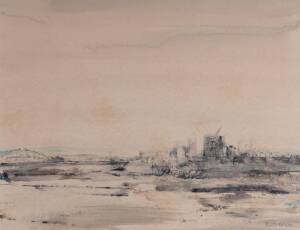 RONALD KELLY, Harbour 1971, watercolour, signed and dated lower right, 47 x 62 cm