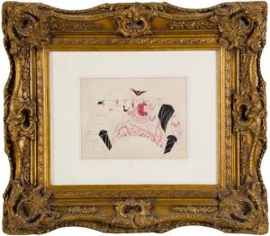European School, circa 1920, Venetian lady on a gondola, coloured ink on paper / fan design, 23.75 x 31cm paper size