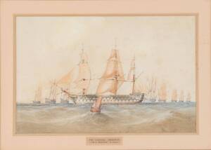 A pair of maritime watercolours, titled H.M.S "Centurion", The Channel Squadron H.M.S "Aboukir" signed illegibly lower left, English, 19th century&nbsp;
