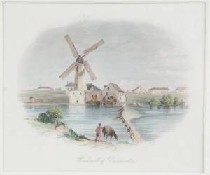 Colonial Australian scene framed coloured lithographs (2), Victorian framed print of children & an antique gilt picture frame. (4 items)