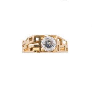Two rings, a 14ct yellow gold diamond crossover ring of estimated weight 1.00 carat,&nbsp;and an 18ct yellow gold&nbsp;clearstone signet ring, total weight 13 grams.