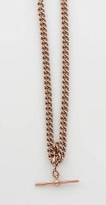 An antique curblink watch chain, 9ct rose gold, weight 38.12 grams, length 36cms.