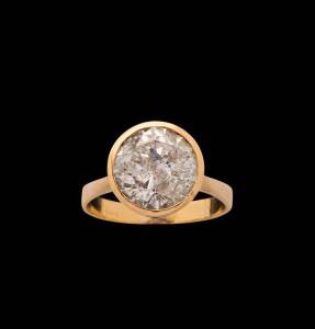 A 5 carat solitaire diamond ring, 18ct yellow gold, ring size O&nbsp;&frac12;.