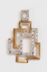 A diamond pendant, the geometric pendant set with small brilliant diamonds, yellow gold.&nbsp;