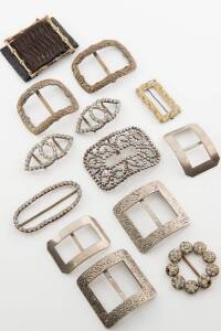 Thirteen assorted buckles including Georgian and Victorian.