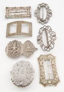Six various buckles including Chinese silver and sterling silver.