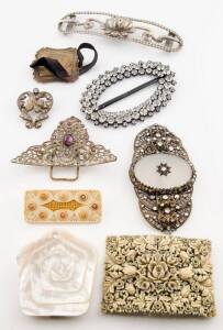 Fifteen various buckles including bakelite and shell.