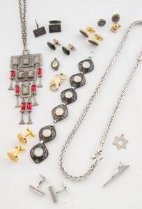 Assorted costume jewellery bracelets and cufflinks.