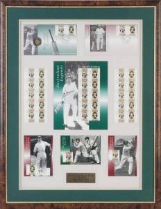 DON BRADMAN, signature on display of inaugural Australian Legends stamps