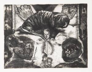 LOUISE HEARMAN (BORN 1963), Watching You Watch Mother's Wart, etching, 25 x 32 cm