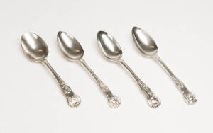 Sterling silver serving spoons, Kings pattern, various makers.