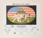 BALANCE OF COLLECTION, noted Cricket Bats (4) including 1994-95 AUSTRALIA v ENGLAND&nbsp;signed by both teams;&nbsp;1996-97 AUSTRALIA v WEST INDIES & PAKISTAN signed by all three teams; sports frames (3) including&nbsp;"100 Years of the Davis Cup" print with 5 signature - 6