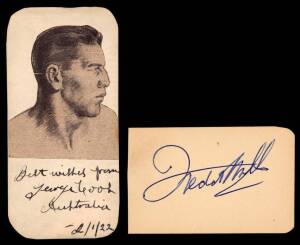 BOXING AUTOGRAPHS, noted George Cook, Freddie Mills, Tommy Farr, Bruce Woodcock & Ted Kid Lewis. Rare collection of champions from the 1920s-40s.