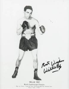 SIGNED PHOTOGRAPHS, noted Rocky Graziano, Archie Moore, Joe Brown & Willie Pepp. All framed.