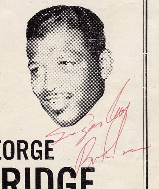 SUGAR RAY ROBINSON, signature inside 1962 boxing programme advertising his forthcoming fight against George Aldridge.