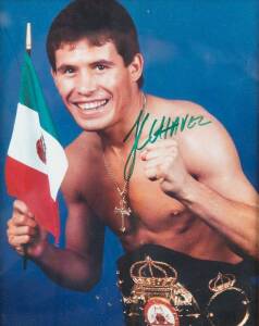 SIGNED PHOTOGRAPHS, noted Julio Cesar Chavez, Hector Camacho & Ricky Hatton. All framed.