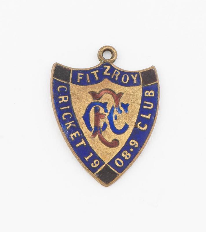 FITZROY CRICKET CLUB, 1908-9 membership badge, made by A.C.Bowman, No.732.