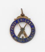 FITZROY CRICKET CLUB, 1909-10 membership badge, made by A.C.Bowman, No.744.