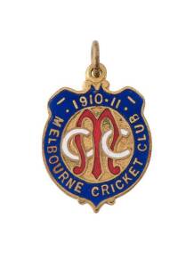 MELBOURNE CRICKET CLUB, 1910-11 membership badge, made by P.J.King, No.4013.