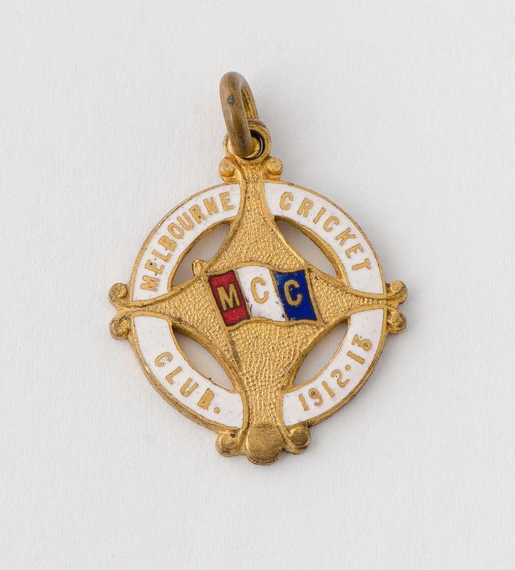 MELBOURNE CRICKET CLUB, 1912-13 membership badge, made by C.Bentley, No.4114.