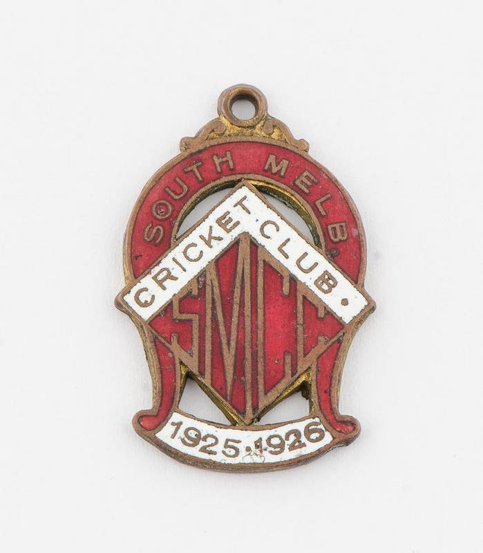 SOUTH MELBOURNE CRICKET CLUB, 1925-26 membership badge, made by J.W.Purvis, No.1212. 