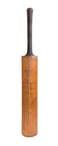 ERNEST TYLDESLEY'S CRICKET BAT FROM 1928-29 ASHES: Match-used "Gunn & Moore" Cricket Bat, signed in the ownership position by Ernest Tyldesley, signed on front by England captain A.P.F.Chapman; endorsed on reverse "FIFTH TEST, AUSTRALIA versus ENGLAND, 19