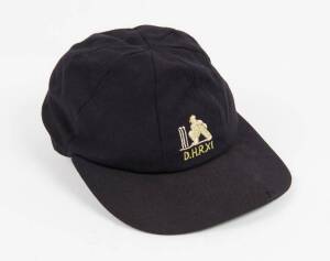 TERY JENNER'S D.H.ROBINS XI CAP, black wool with embroidered "D.H.R.XI" logo on front. Good match-used condition.