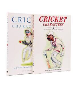 "Cricket Characters - The Cricketer Caricatures of John Ireland" text by Martin-Jenkins [London, 1987], with 36 of the images signed by the relevant players, including Allan Border, Geoff Boycott, Sunil Gavaskar, Vivian Richards, Zaheer Abbas, Ian Botham,