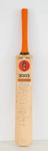 1994 AUSTRALIAN TEAM, for 1st Test v England, full size "Gabba" Cricket Bat with 12 signatures including Mark Taylor, Michael Slater (176), Mark Waugh (140), Craig McDermott (8 wkts) & Shane Warne (11 wkts).