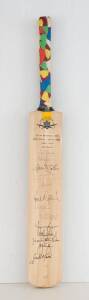 1996-97 AUSTRALIAN TEAM, 1st Test v West Indies, full size "Gabba" Cricket Bat with 13 signatures including Mark Taylor, Ian Healy (161), Glenn McGrath (6 wkts) & Paul Reiffel (5 wkts).