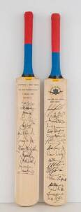 1996-97 AUSTRALIA v WEST INDIES, full size "Gabba" Cricket bats (2) signed by ODI squads, one by Australia, other by West Indies, noted Mark Taylor, Shane Warne, Glenn McGrath, Courtney Walsh & Curtly Ambrose.