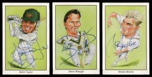 1993 County Print "Australian Test Cricketers by John Ireland", complete set [25], all signed, includes Mark Taylor, Steve Waugh & Shane Warne. G/VG.