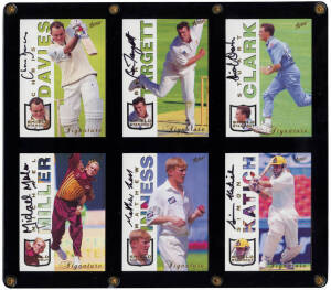 1997-98 Select Group, noted 1997 Select "Contracted players" [22]; "Strike Rate" [12]; "Steve Waugh Case Card"; "Australian Captains" [10] & "Ashes Highlights" [10]; 1998 Select "Shield Standout Signature Series" [9]; plus "Neil Havey Signature Card", (wi