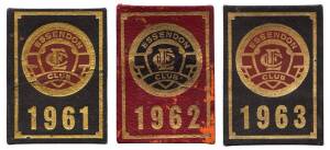 ESSENDON: Essendon Club Member's Season Tickets for 1961, 1962 & 1963. Fair/Good condition.