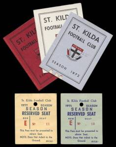 ST.KILDA: Member's Season Tickets (14) from 1972-82 & 1984-86; plus Reserved seat tickets (10). 