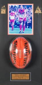 TONY LOCKET, "AFL Goal Kicking Record" with signature on "Sherrin" football, mounted with action photo, framed & glazed, overall 45x84cm.