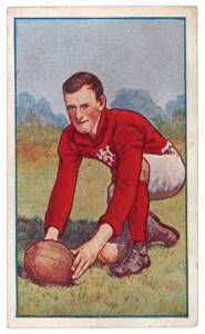 1922 J.J.Schuh (Magpie Cigarettes) "Victorian League Footballers", almost complete set [57/60]. Fair/VG.