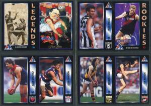 1994 Dynamic football cards in 2 albums, noted "AFL Players Choice" [125], "Gold Cards" [5] & double cards (5); "AFL Sensation" [110] & "MVP Acetate" [6]. G/VG.