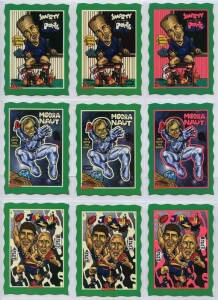 1996 Glow Zone "Footy Oddbodz" in album, noted standard [65 x 2 sets], HOT [65], Glow in the Dark [64], Blue set [16], few spares/redeemed (9). G/VG.